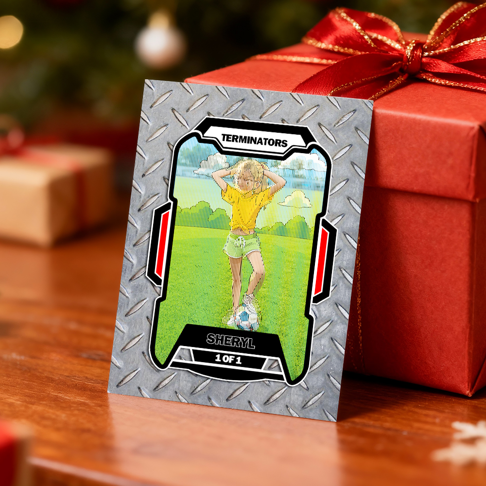 Personalized Lenticular Card Christmas Photo Anime Style Christmas Gift Holiday Greeting Card - MyFaceSocksAU