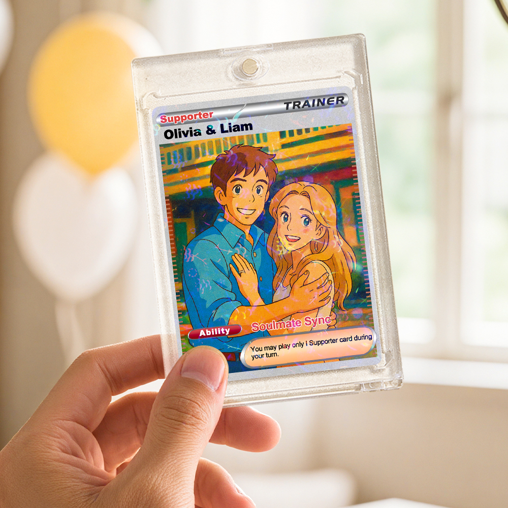 Personalized  Valentine Couple Card Custom Cartoon Acrylic Card Gift With Optional Film Styles - MyFaceSocksAU