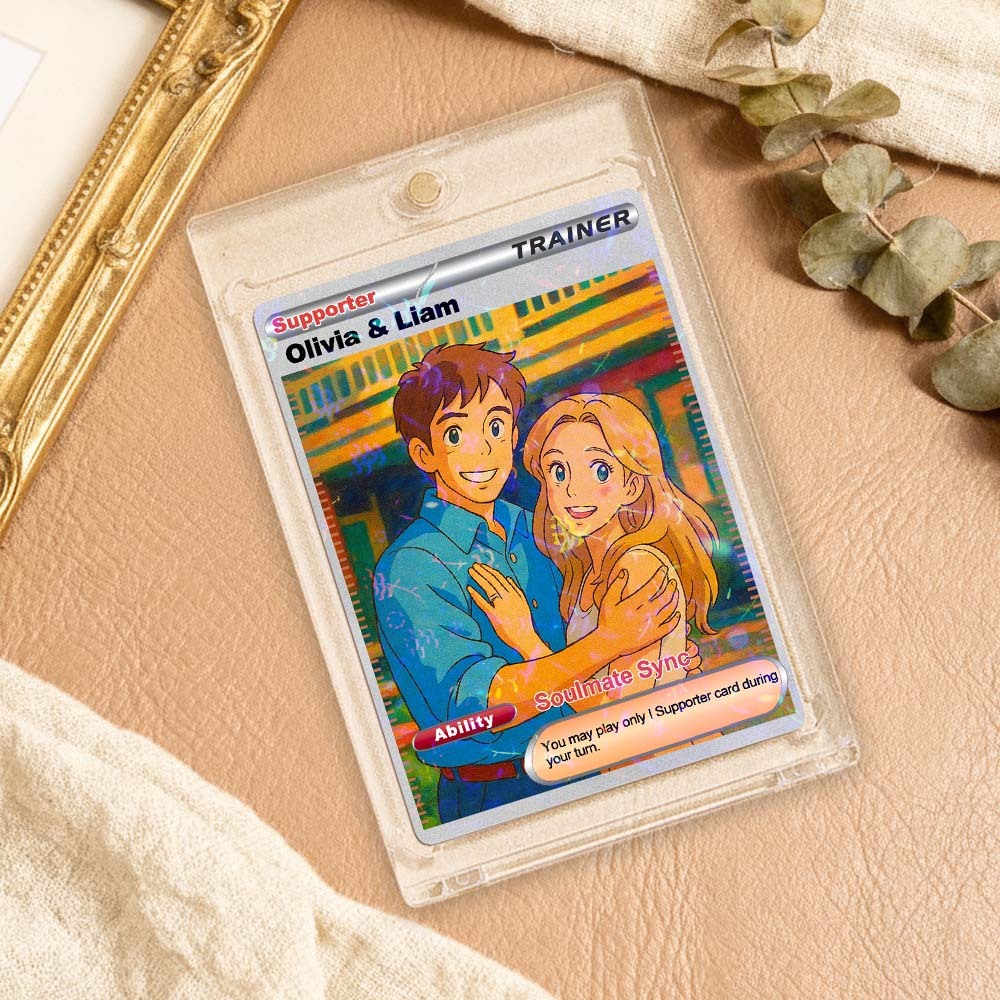 Personalized  Valentine Couple Card Custom Cartoon Acrylic Card Gift With Optional Film Styles - MyFaceSocksAU