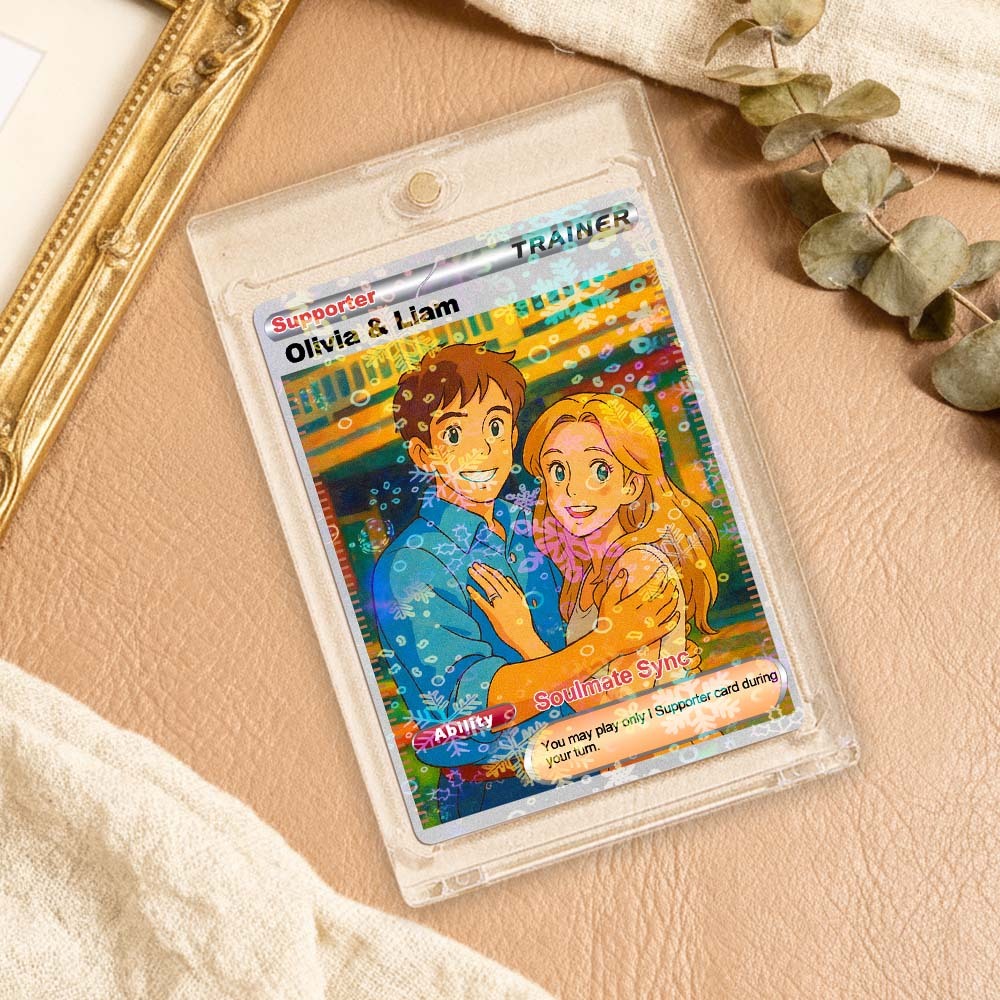 Personalized  Valentine Couple Card Custom Cartoon Acrylic Card Gift With Optional Film Styles - MyFaceSocksAU
