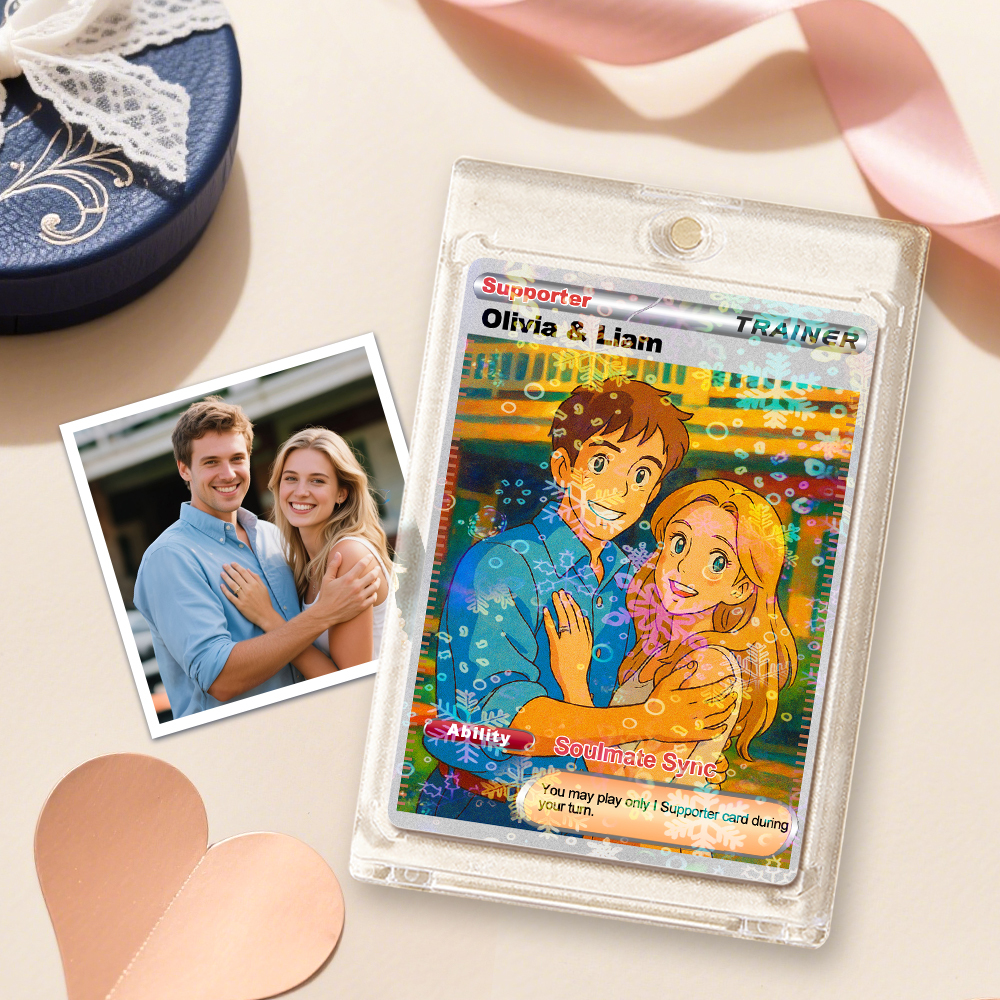 Personalized  Valentine Couple Card Custom Cartoon Acrylic Card Gift With Optional Film Styles - MyFaceSocksAU