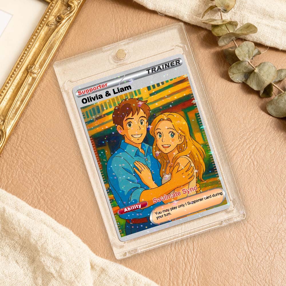 Personalized  Valentine Couple Card Custom Cartoon Acrylic Card Gift With Optional Film Styles - MyFaceSocksAU