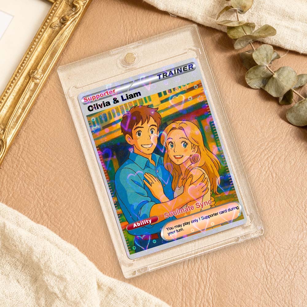 Personalized  Valentine Couple Card Custom Cartoon Acrylic Card Gift With Optional Film Styles - MyFaceSocksAU