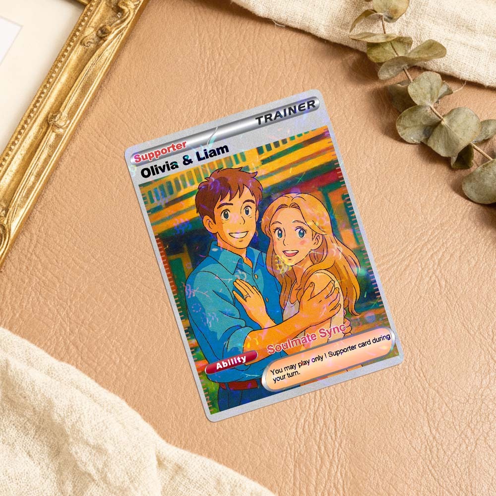 Personalized  Valentine Couple Card Custom Cartoon Acrylic Card Gift With Optional Film Styles - MyFaceSocksAU