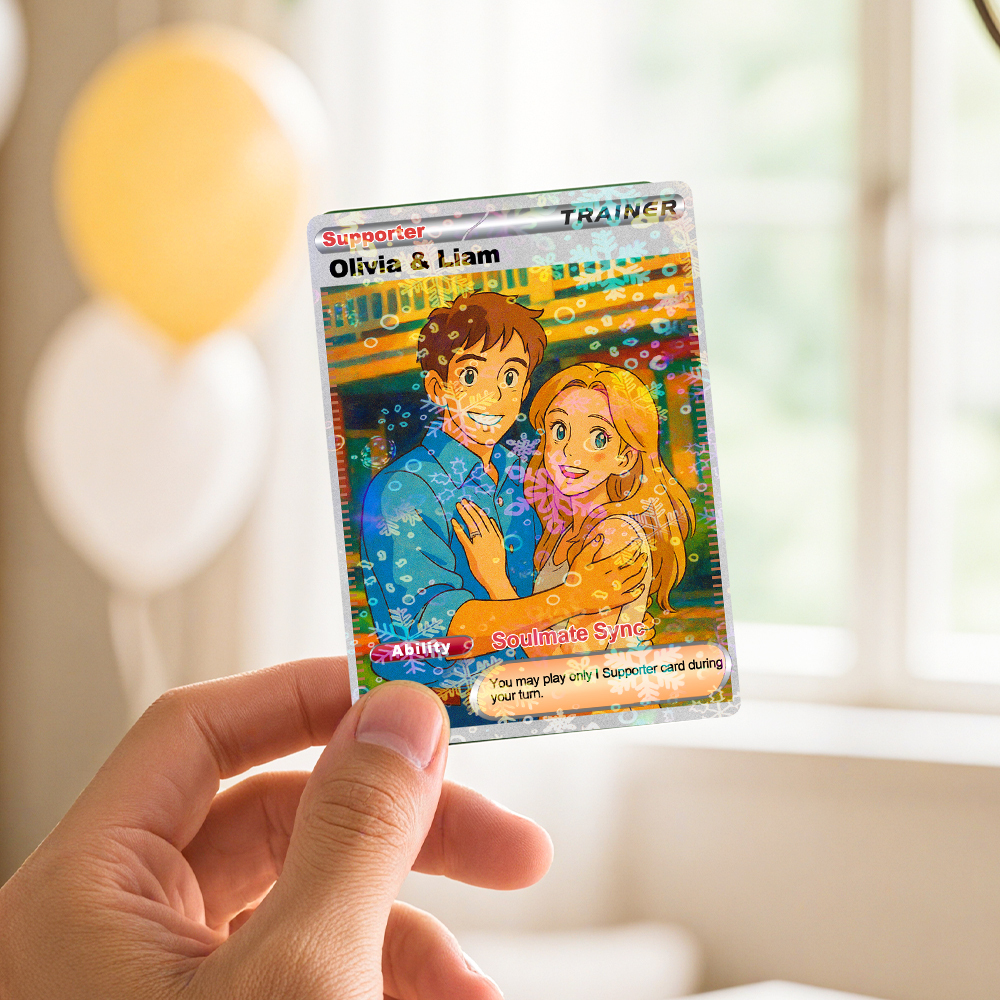 Personalized  Valentine Couple Card Custom Cartoon Acrylic Card Gift With Optional Film Styles - MyFaceSocksAU