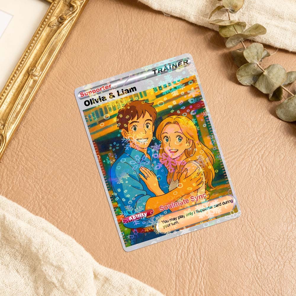 Personalized  Valentine Couple Card Custom Cartoon Acrylic Card Gift With Optional Film Styles - MyFaceSocksAU