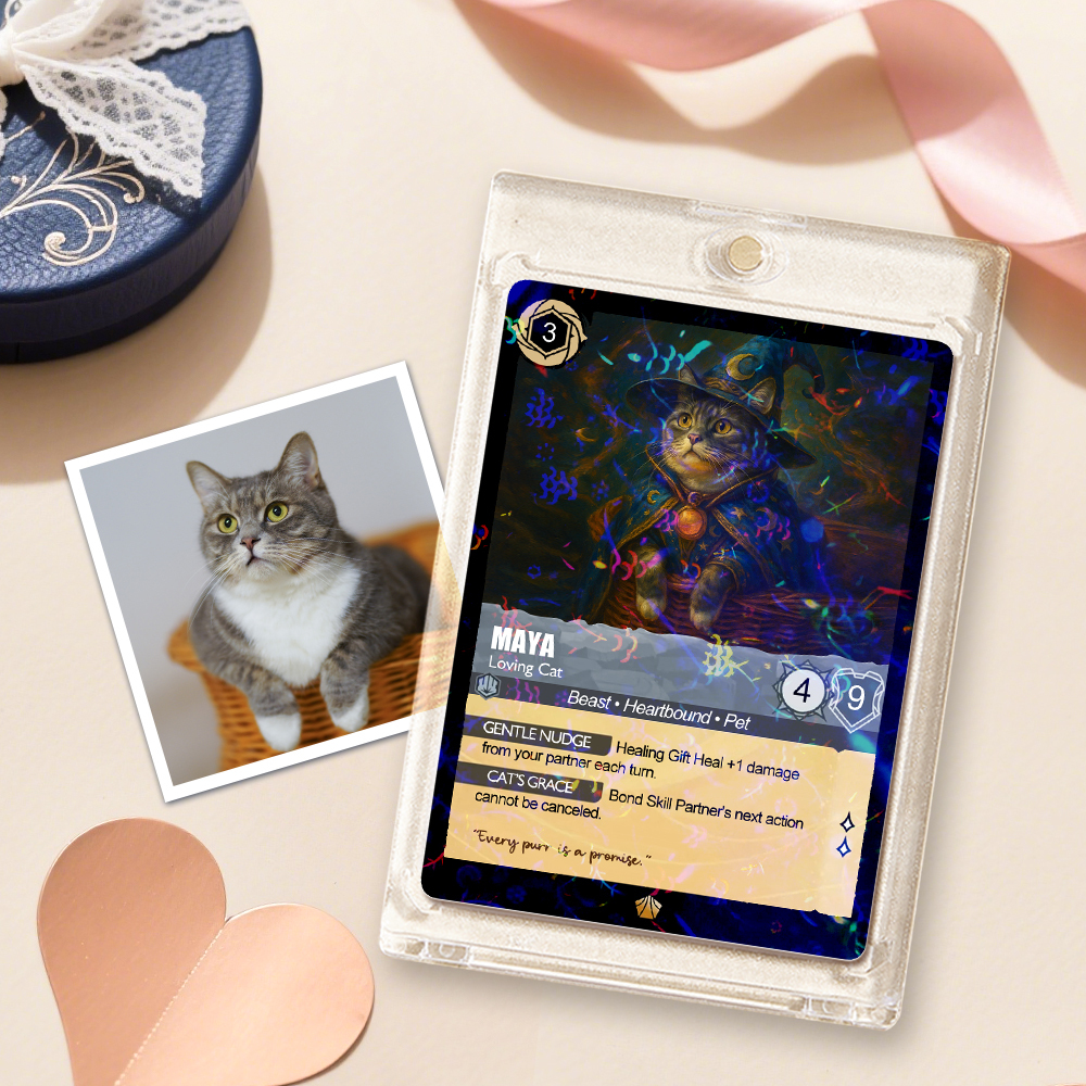 Custom Cute Pet Trading Card Personalized Cartoon Acrylic Card Gift With Optional Film Styles - MyFaceSocksAU