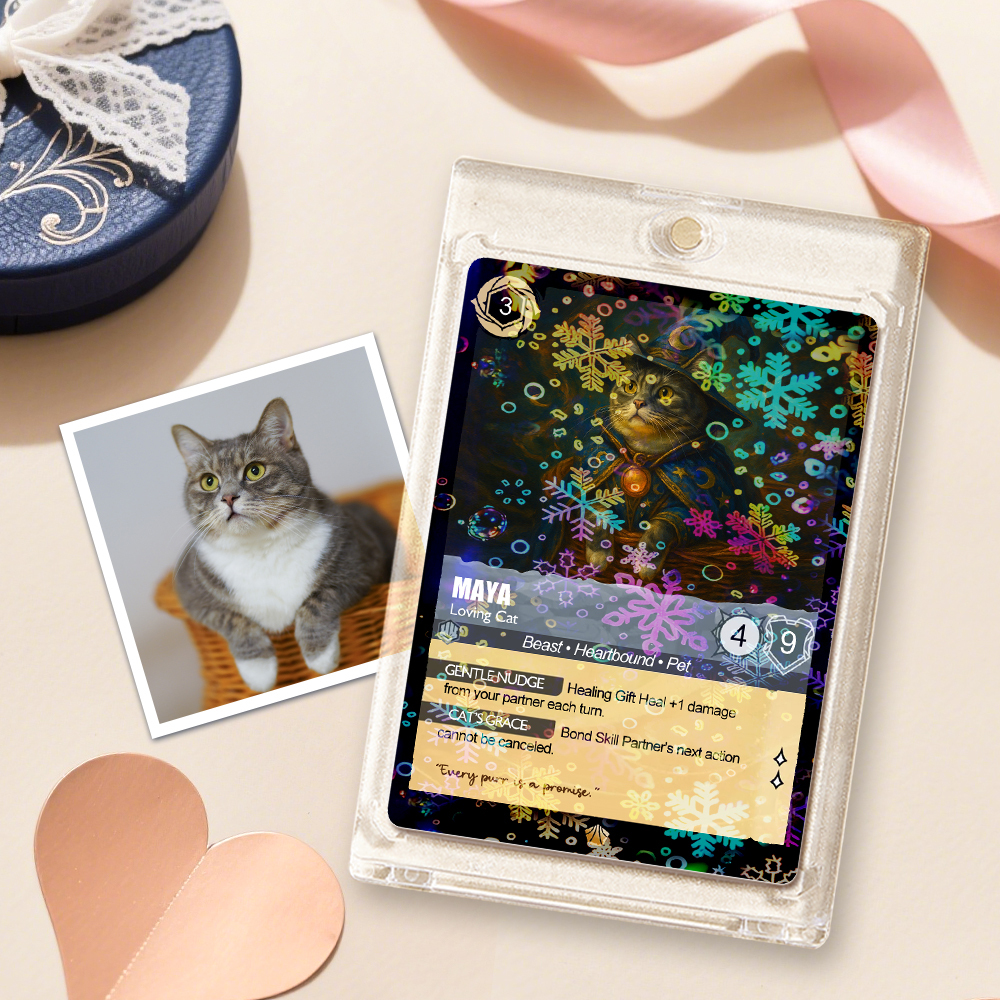Custom Cute Pet Trading Card Personalized Cartoon Acrylic Card Gift With Optional Film Styles - MyFaceSocksAU