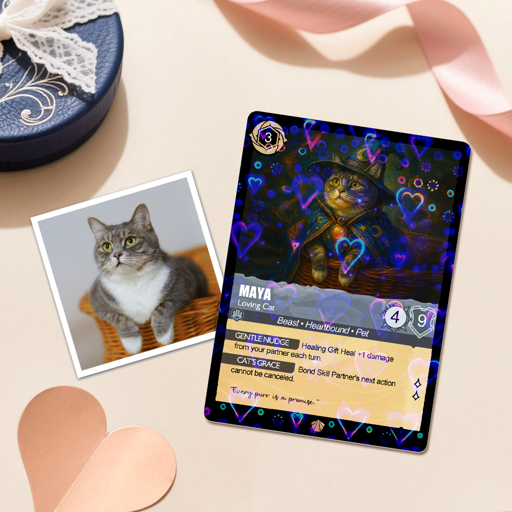 Custom Cute Pet Trading Card Personalized Cartoon Acrylic Card Gift With Optional Film Styles - MyFaceSocksAU