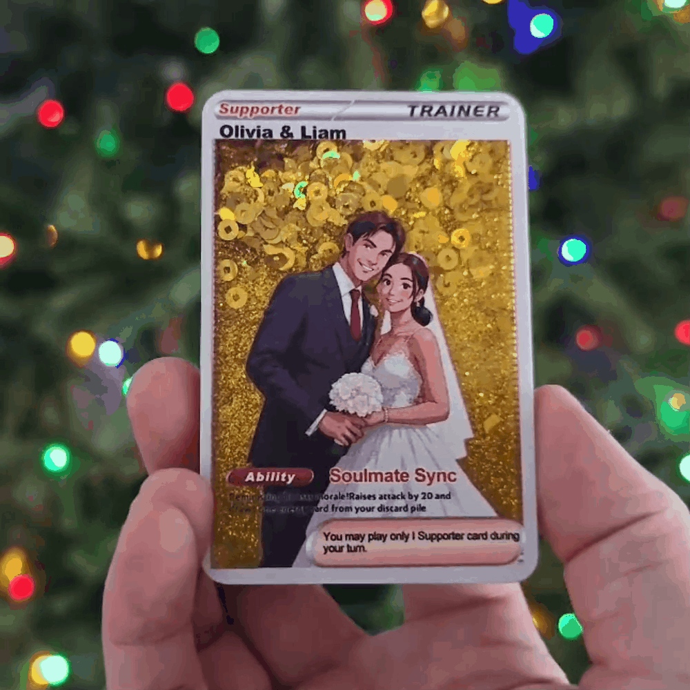 Custom Anime Couple Floating Sand Card Acrylic Card Gift Couple Family Anniversary Christmas Gift - MyFaceSocksAU