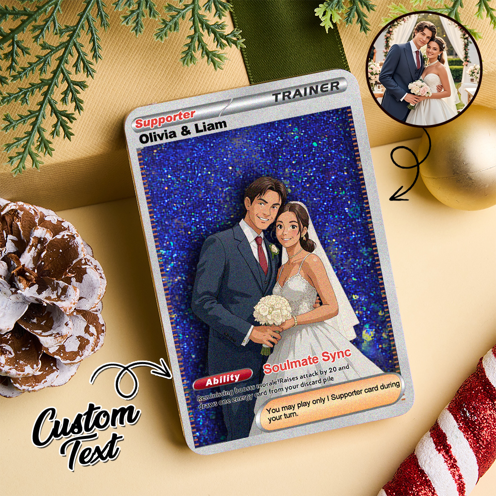 Custom Anime Couple Floating Sand Card Acrylic Card Gift Couple Family Anniversary Christmas Gift - MyFaceSocksAU