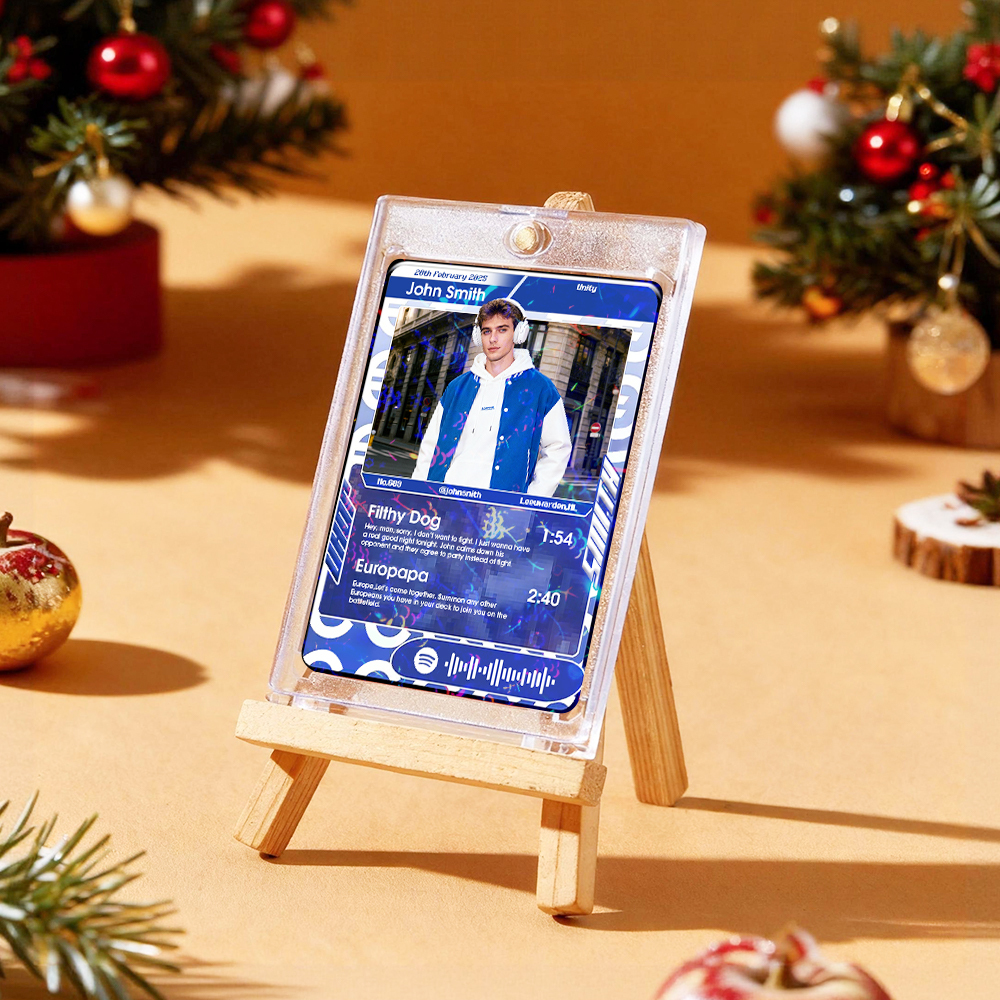 Personalized Photo Trading Card Custom Music Red Audio Track Code Card Valentine Christmas Card Photo Gift With Optional Film Styles Card - MyFaceSocksAU