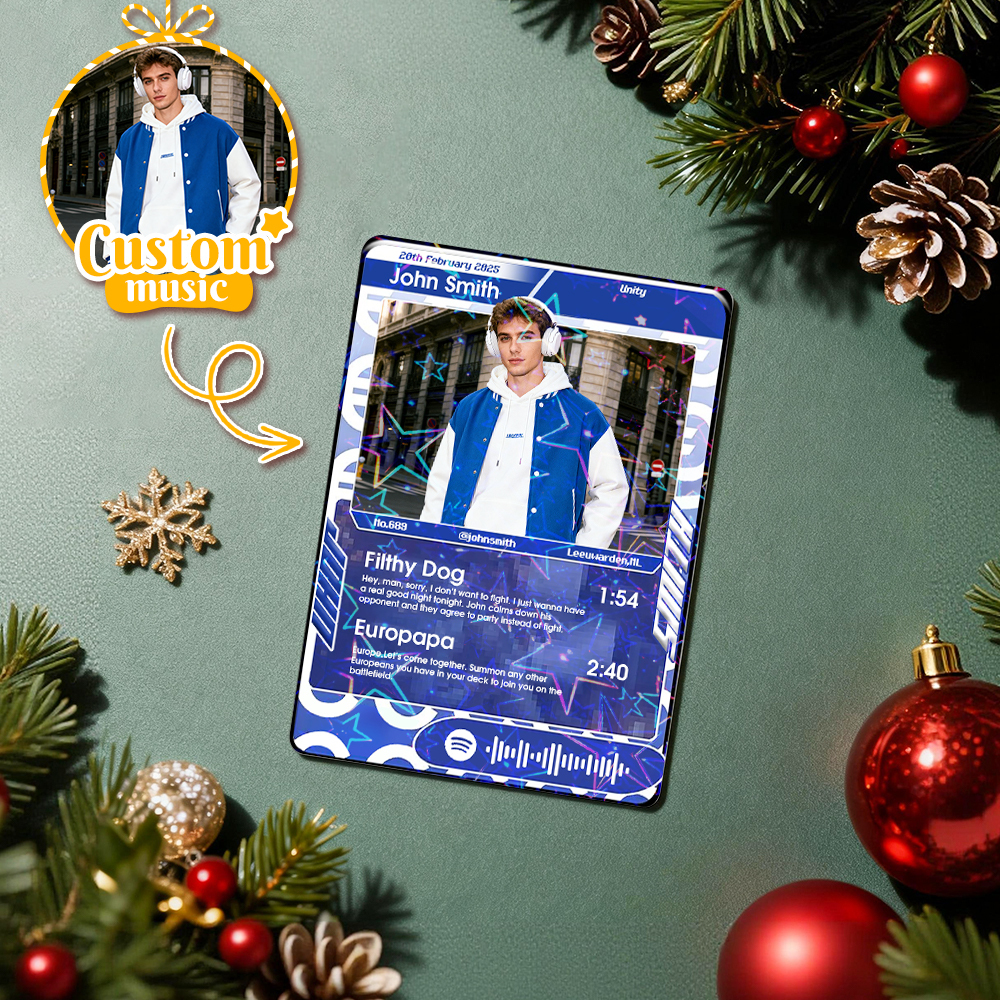 Personalized Music Trading Card for Couples Custom Acrylic Valentine Card Gift Idea Chrismtas Card Gift - MyFaceSocksAU