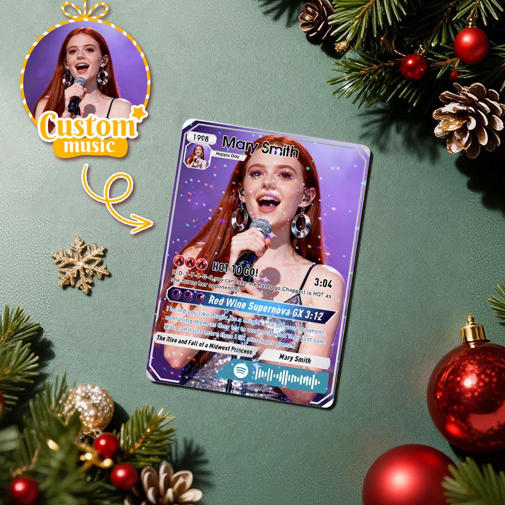 Personalized Music Trading Card for Couples Custom Acrylic Valentine Card Gift Idea Chrismtas Card Gift - MyFaceSocksAU