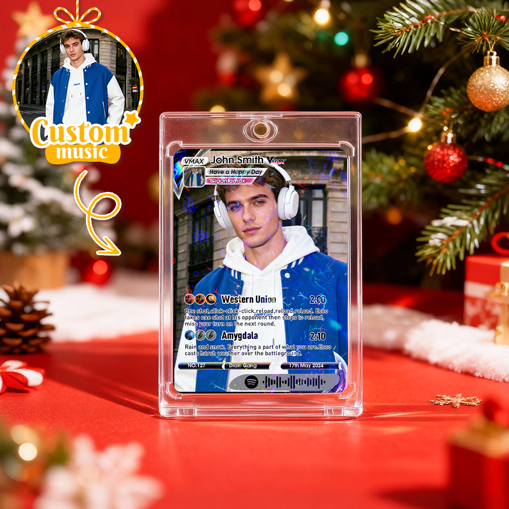 Personalized Music Trading Card for Couples Custom Acrylic Valentine Card Gift Idea Chrismtas Card Gift - MyFaceSocksAU