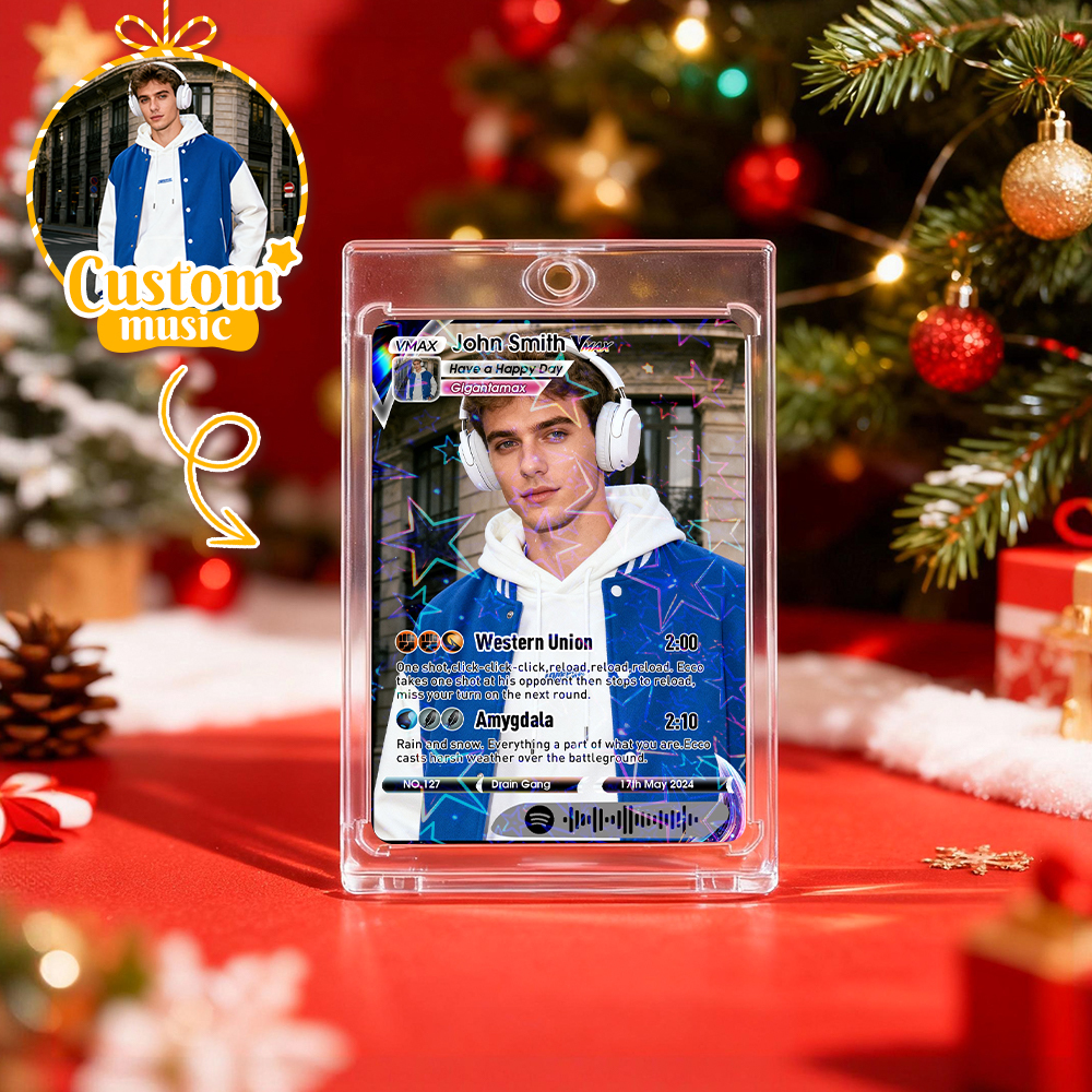 Personalized Music Trading Card for Couples Custom Acrylic Valentine Card Gift Idea Chrismtas Card Gift - MyFaceSocksAU