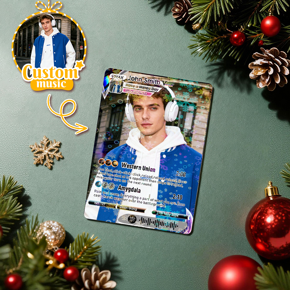 Personalized Music Trading Card for Couples Custom Acrylic Valentine Card Gift Idea Chrismtas Card Gift - MyFaceSocksAU