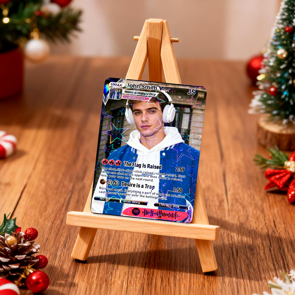 Personalized Photo Trading Card Custom Music Red Audio Track Code Card Valentine Christmas Card Photo Gift With Optional Film Styles Card - MyFaceSocksAU