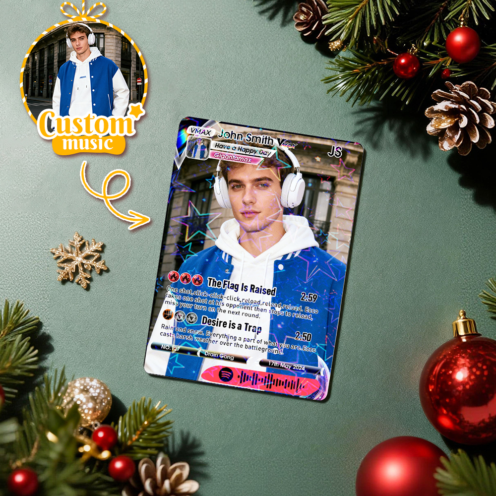 Personalized Music Trading Card for Couples Custom Acrylic Valentine Card Gift Idea Chrismtas Card Gift - MyFaceSocksAU