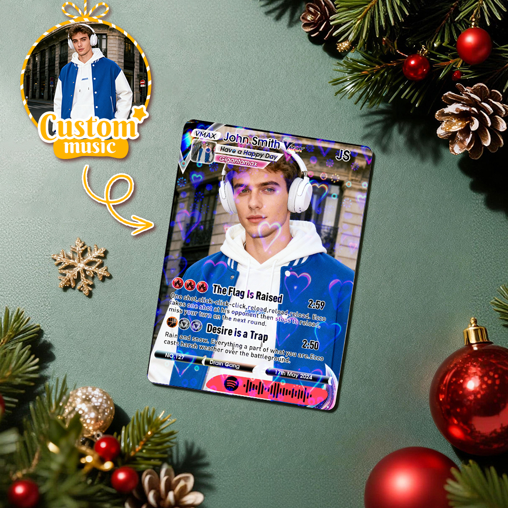 Personalized Music Trading Card for Couples Custom Acrylic Valentine Card Gift Idea Chrismtas Card Gift - MyFaceSocksAU