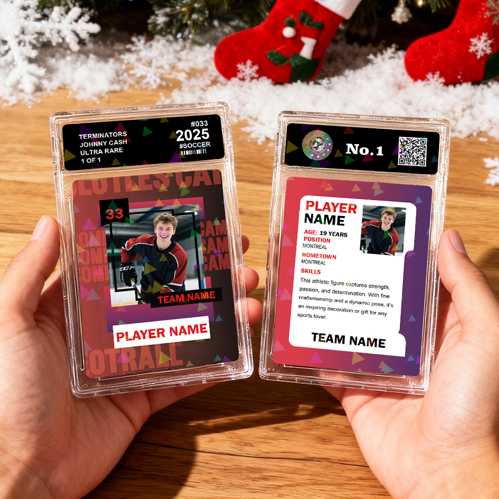 Custom Sports Card for Kids  Personalized Portrait Card with Team Name Great Athlete Gift Idea Christmas Gift - MyFaceSocksAU