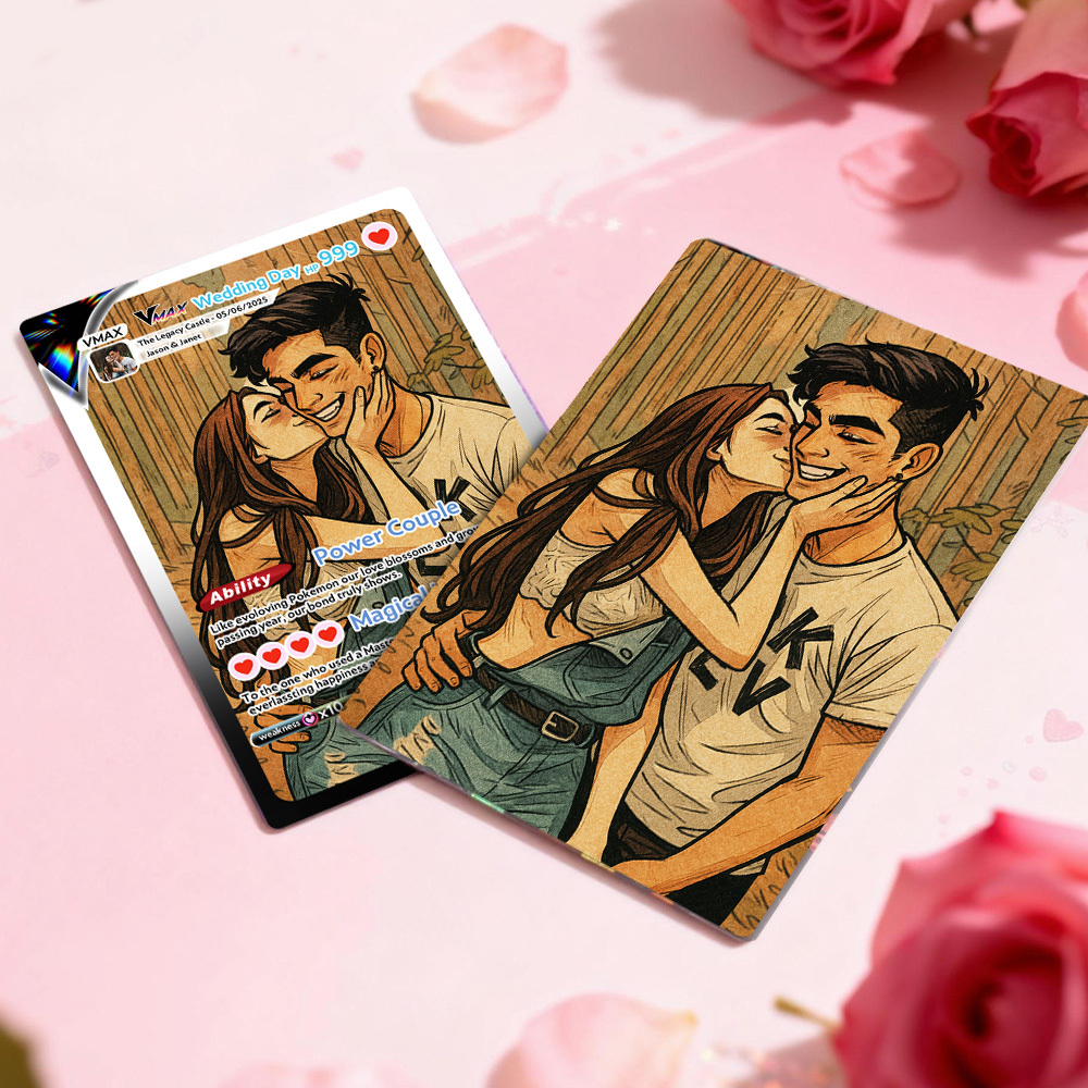 Custom Anime Couple Card Romantic Valentine Gift for Couple Unique Collectible Keepsake Gift - MyFaceSocksAU