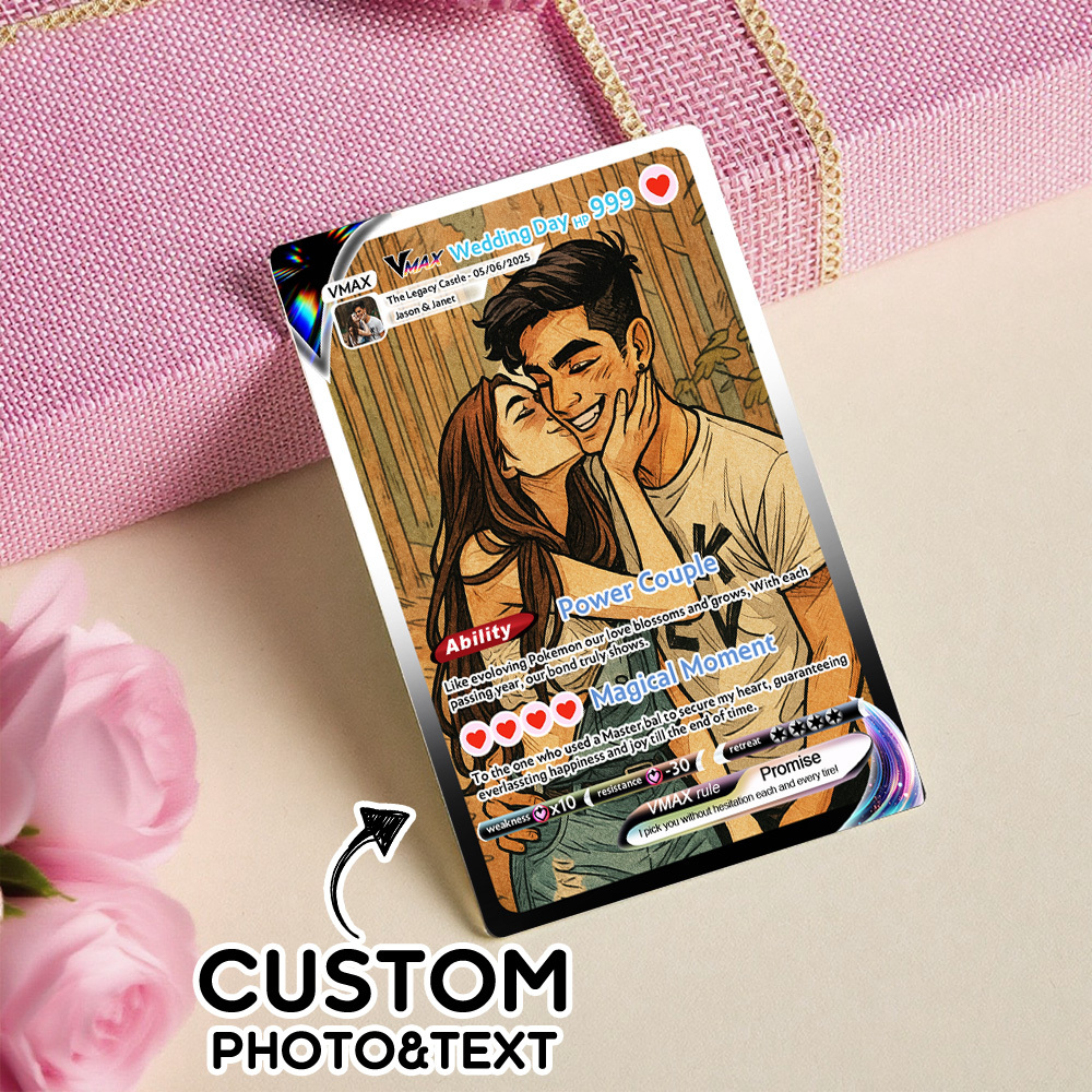 Custom Anime Couple Card Romantic Valentine Gift for Couple Unique Collectible Keepsake Gift - MyFaceSocksAU