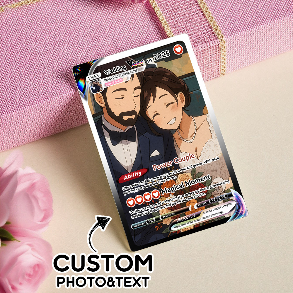 Custom Anime Couple Card Romantic Valentine Gift for Couple Unique Collectible Keepsake Wedding Gift - MyFaceSocksAU