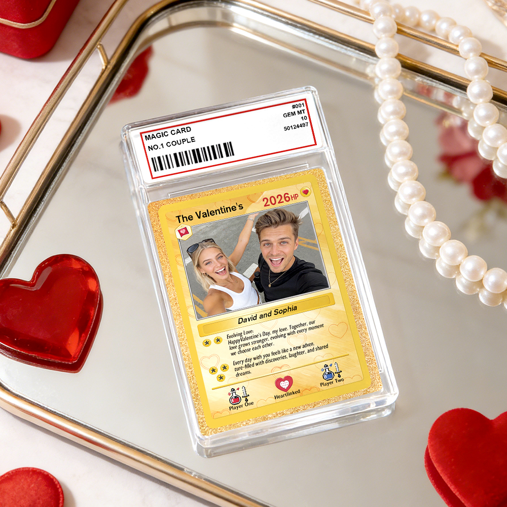 Personalized Valentine’s Day Power Couple Card, Custom Anniversary Card Couple Photo Anime Style, Best Valentine's Day Gift for Lover - MyFaceSocksAU