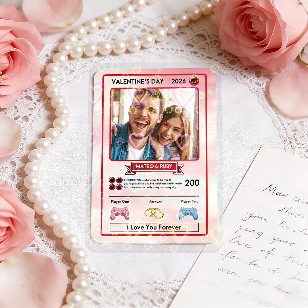 Personalized Valentine’s Day Power Couple Card, Custom Anniversary Card Couple Photo Anime Style, Best Valentine's Day Gift for Lover - MyFaceSocksAU