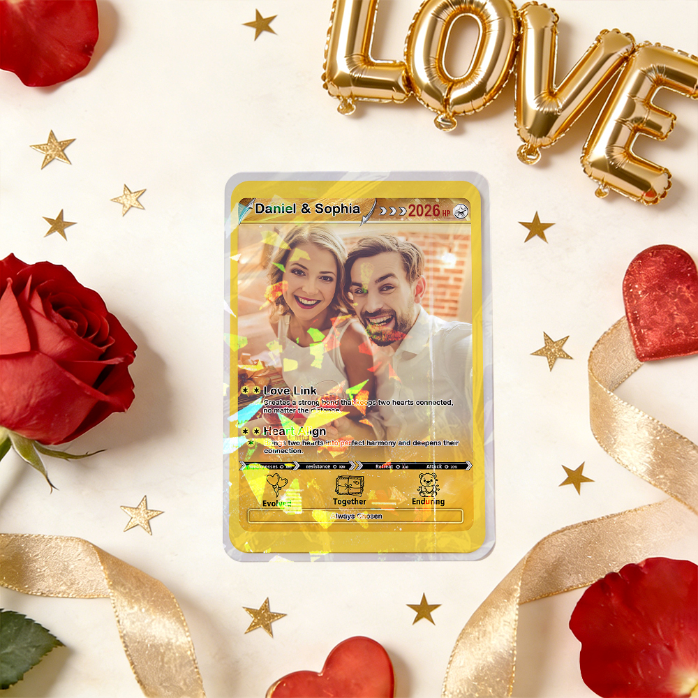 Personalized Valentine’s Day Power Couple Card, Custom Anniversary Card Couple Photo Anime Style, Best Valentine's Day Gift for Lover - MyFaceSocksAU