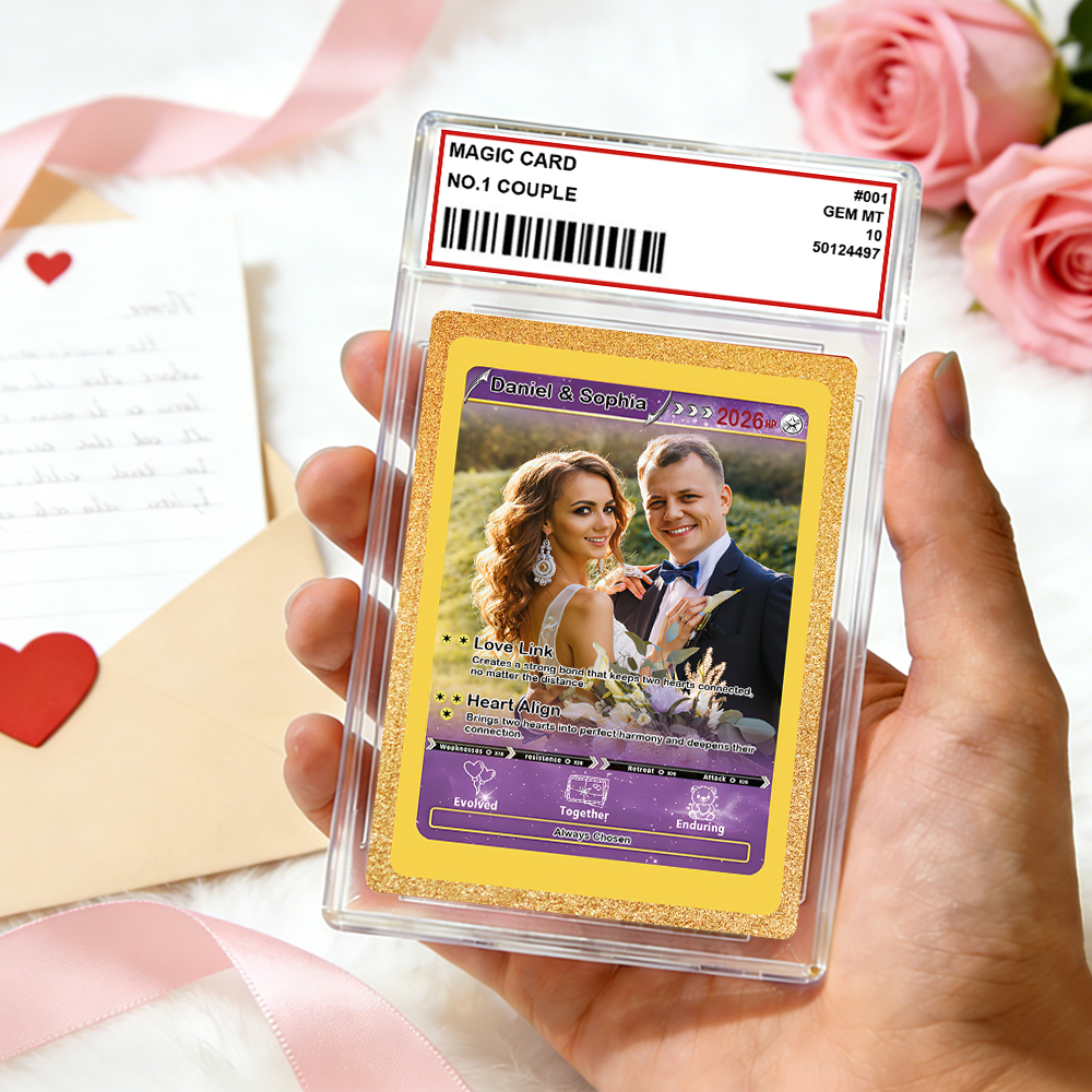 Personalized Valentine’s Day Power Couple Card, Custom Anniversary Card Couple Photo Anime Style, Best Valentine's Day Gift for Lover - MyFaceSocksAU