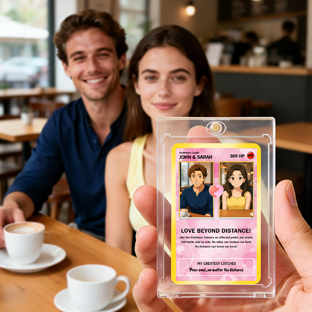 Custom Gift for Couples Photo and Text Card Personalized Anniversary Keepsake Card LOVE BEYOND DISTANCE Style Gift - MyFaceSocksAU