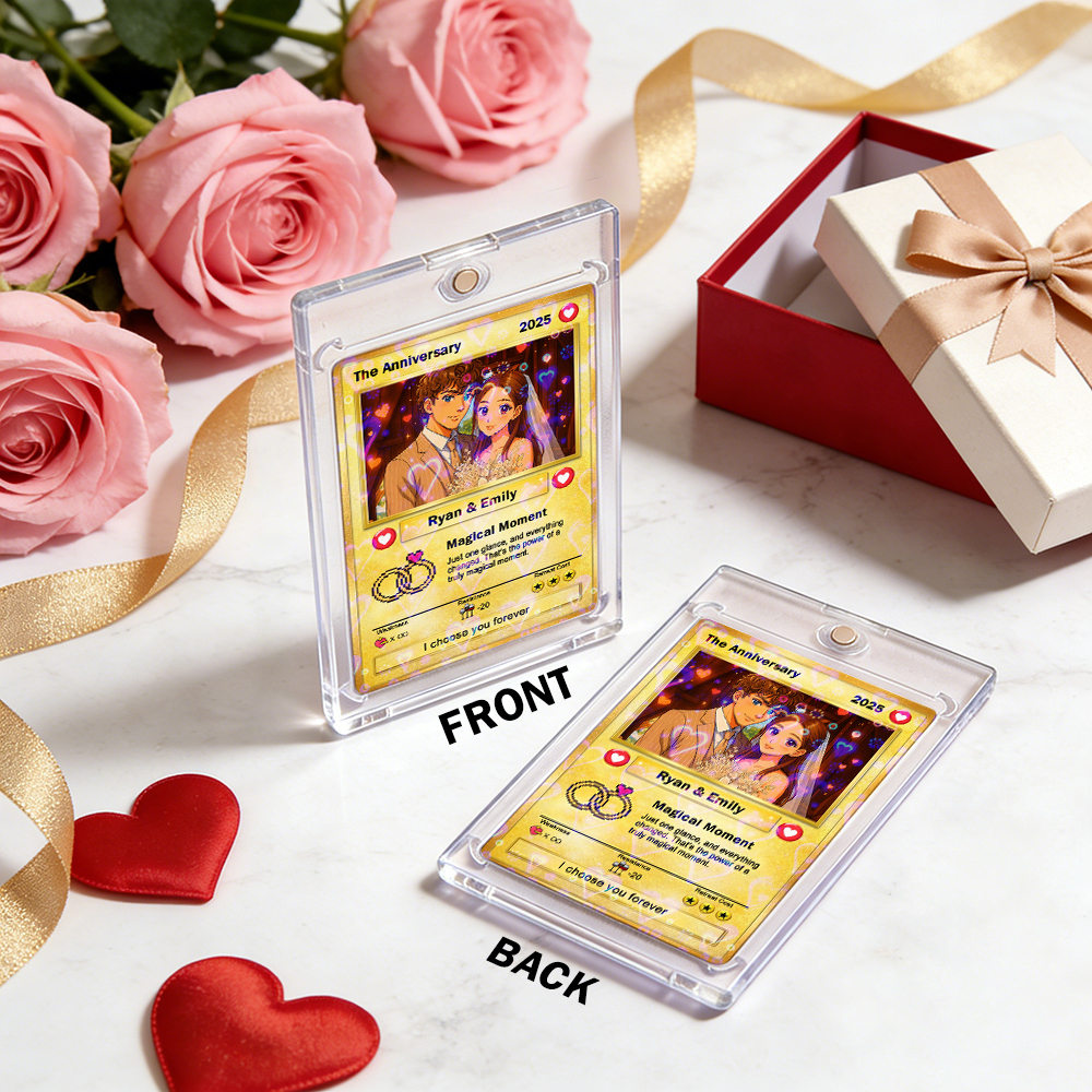 Custom Couple Card Romantic Anniversary Gift for Couple Trading Cards Keepsake Couple Photo Cute Style Card - MyFaceSocksAU