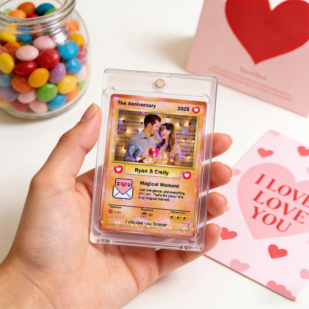 Custom Couple Card Romantic Anniversary Gift for Couple Trading Cards Keepsake Couple Photo Cute Style Card - MyFaceSocksAU