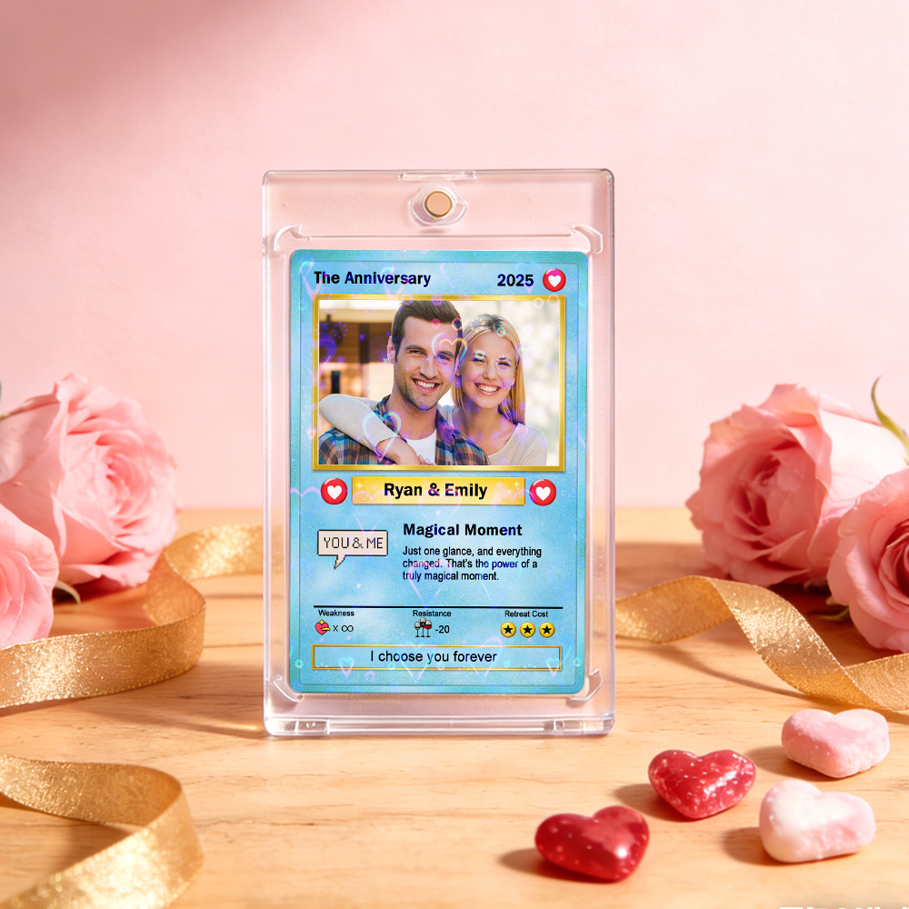 Custom Couple Card Romantic Anniversary Gift for Couple Trading Cards Keepsake Couple Photo Cute Style Card - MyFaceSocksAU