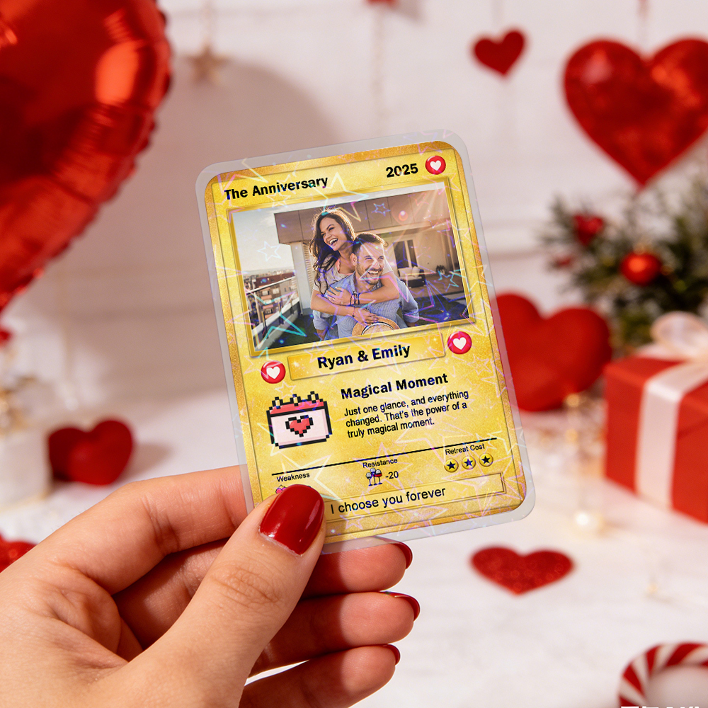 Custom Couple Card Romantic Anniversary Gift for Couple Trading Cards Keepsake Couple Photo Cute Style Card - MyFaceSocksAU