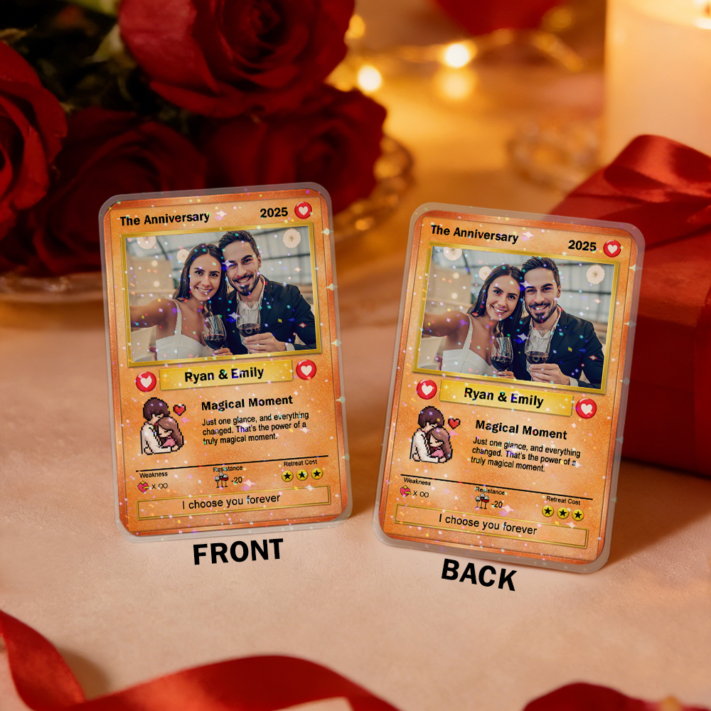 Custom Couple Card Romantic Anniversary Gift for Couple Trading Cards Keepsake Couple Photo Cute Style Card - MyFaceSocksAU