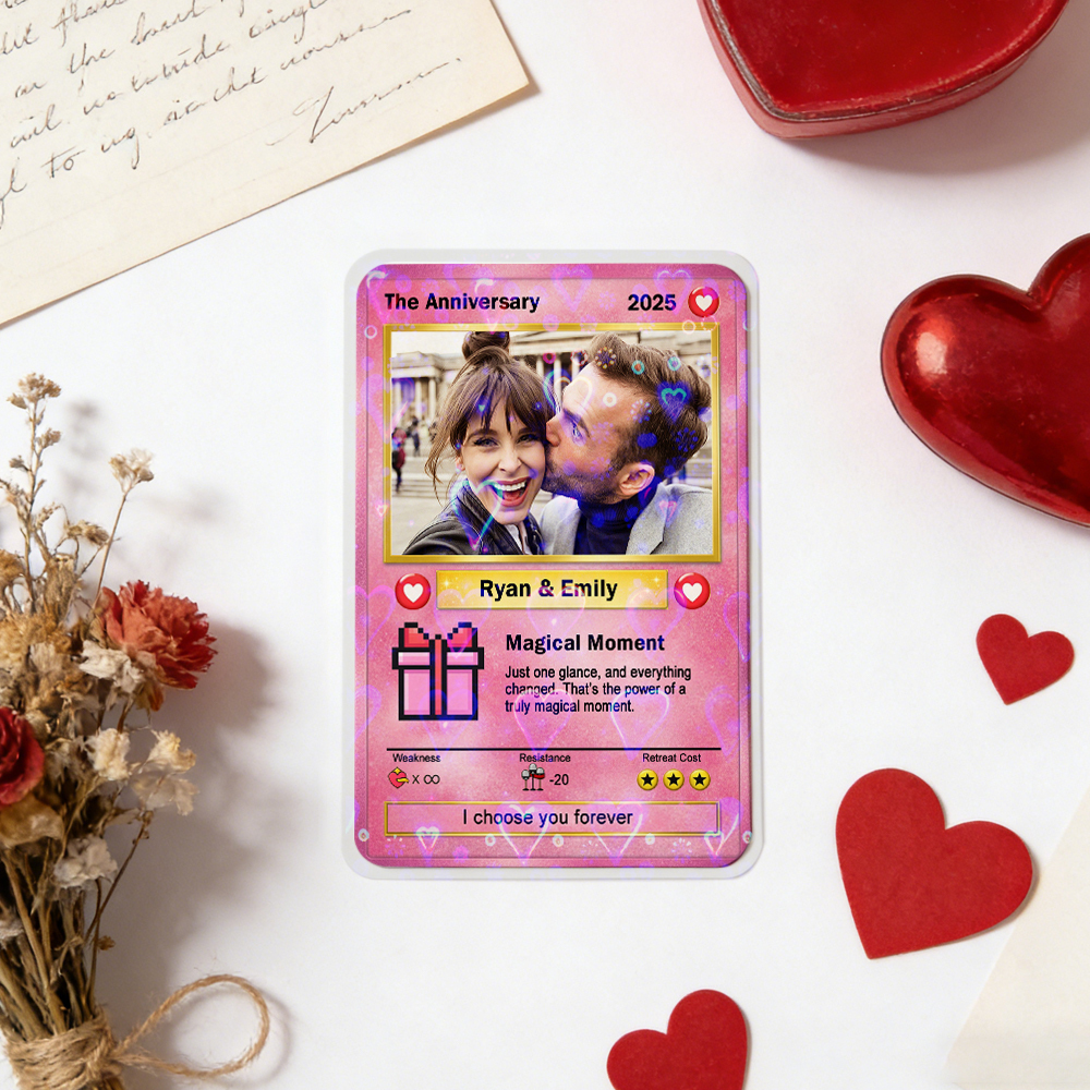 Custom Poke Card for Couple Anime-Inspired Aesthetic Pocket Gift Personalized Trading Cards Anniversary Valentine Gift Idea - MyFaceSocksAU