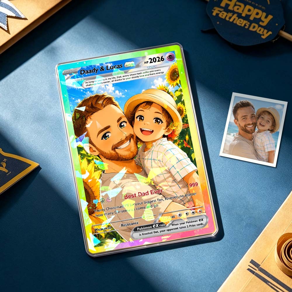 Best Dad Ever Poke Card, Custom Poke Card  Anime-Inspired Personalized Poke Card for Dad - Perfect Gift for Dad Happy Fathers Day Gift - MyFaceSocksAU