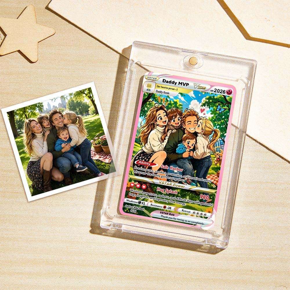 Custom Trainer Card - Trendy Comic Anime Style Personalized n Card for Dad - Perfect Gift from Wife & Kids Happy Father's Day - MyFaceSocksAU