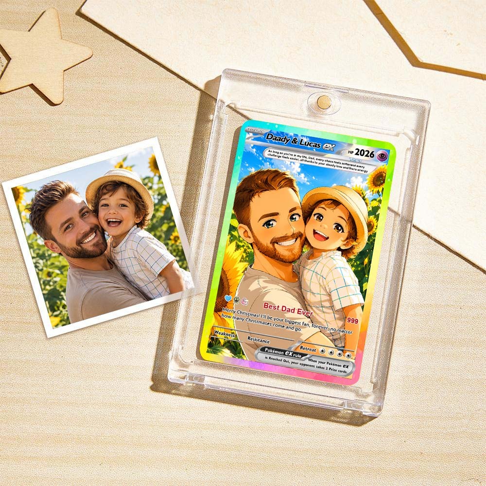 Best Dad Ever Poke Card, Custom Poke Card  Anime-Inspired Personalized Poke Card for Dad - Perfect Gift for Dad Happy Fathers Day Gift - MyFaceSocksAU
