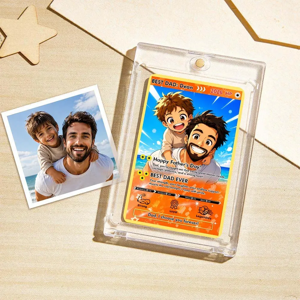 Personalized photo card with acrylic display case for Dad