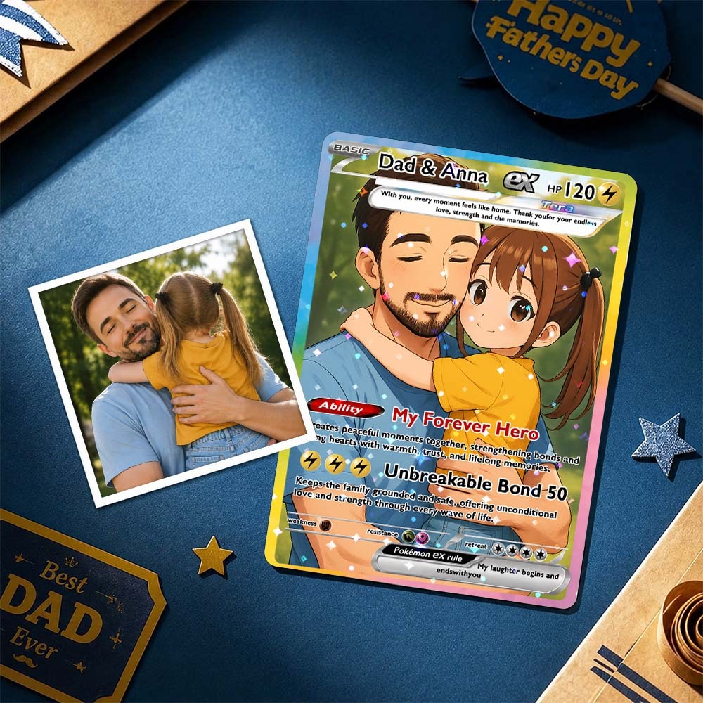 Father's Day Card | Custom Photo Art Card | Best Dad Wallet Card | Custom Trading Card Personalized Gift for Dad | Gift From Kids | New Dad Gift - MyFaceSocksAU