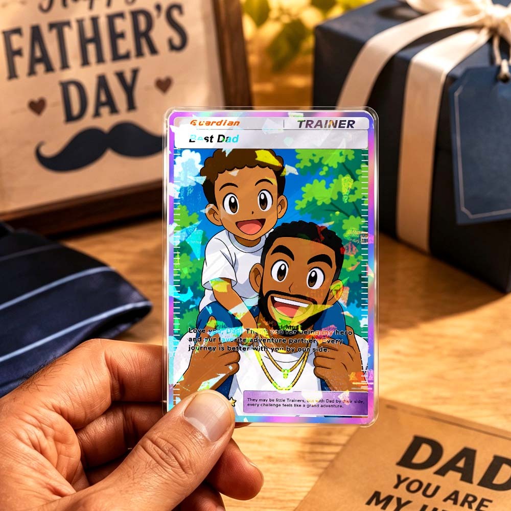 Personalized Fathers Day Card, Poke TCG Cards, FOR Gift for Dad, Photo Card for Dad - MyFaceSocksAU