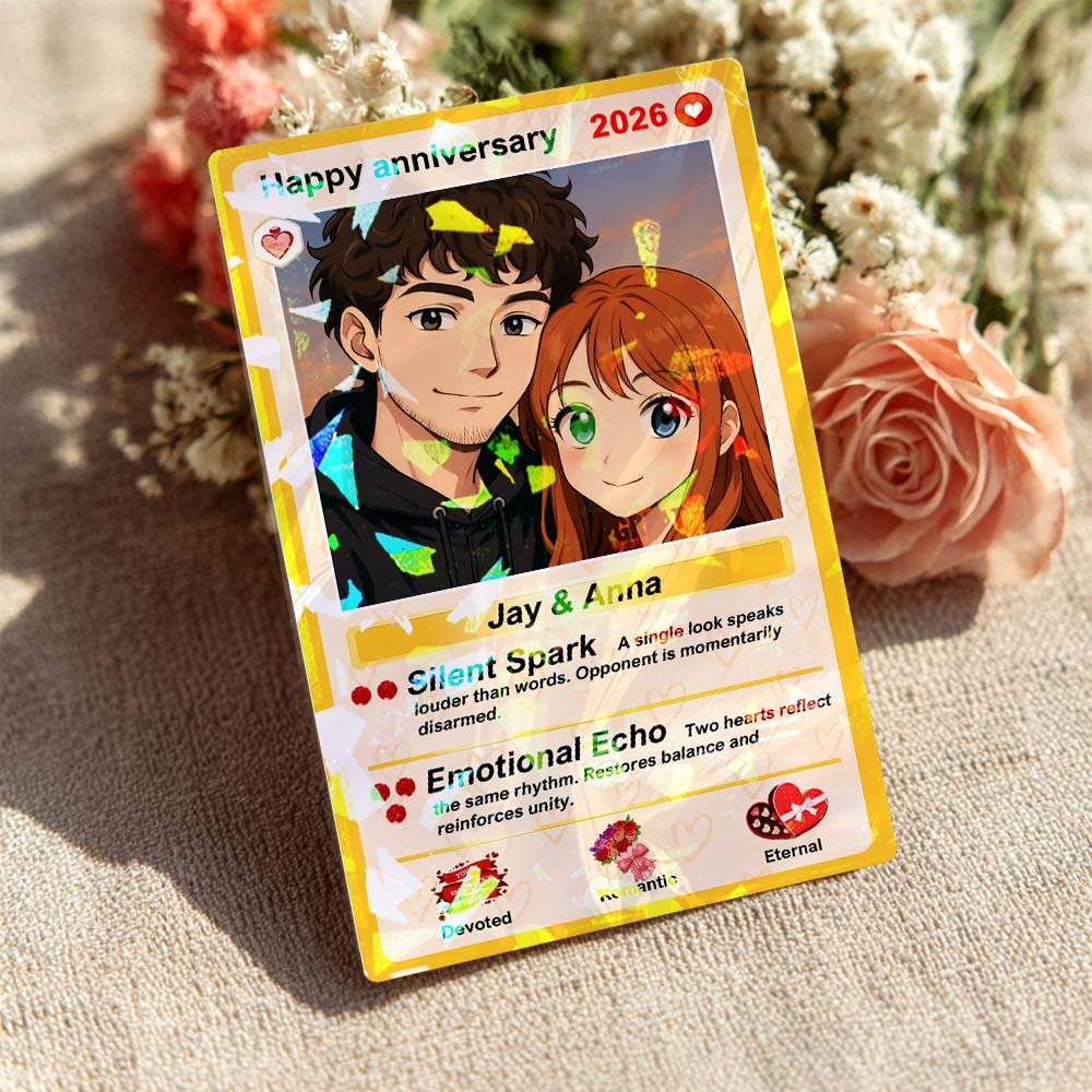 Personalized Pkm Couple Anniversary Card, Custom Valentine's Day Gift for Couples, Anniversary Keepsake - MyFaceSocksAU