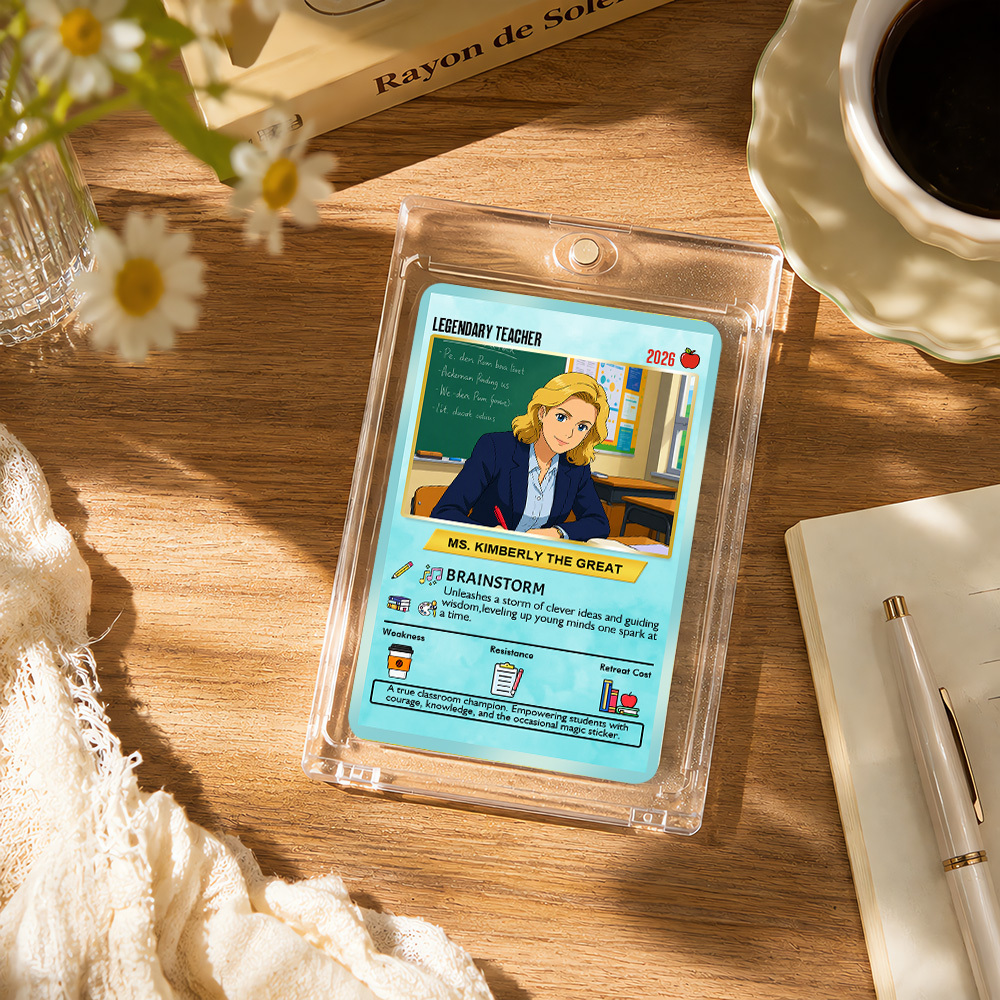 Custom Pokem Cards Teacher Appreciation with Anime Photo, Change Your Photo to Ghibli Style, Thank You Teacher Gift from Parents & Students - MyFaceSocksAU