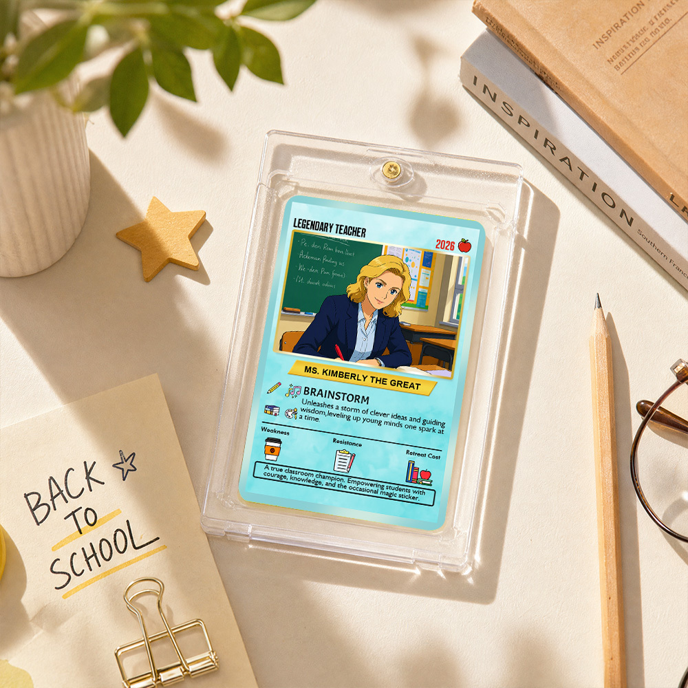 Custom Pokem Cards Teacher Appreciation with Anime Photo, Change Your Photo to Ghibli Style, Thank You Teacher Gift from Parents & Students - MyFaceSocksAU