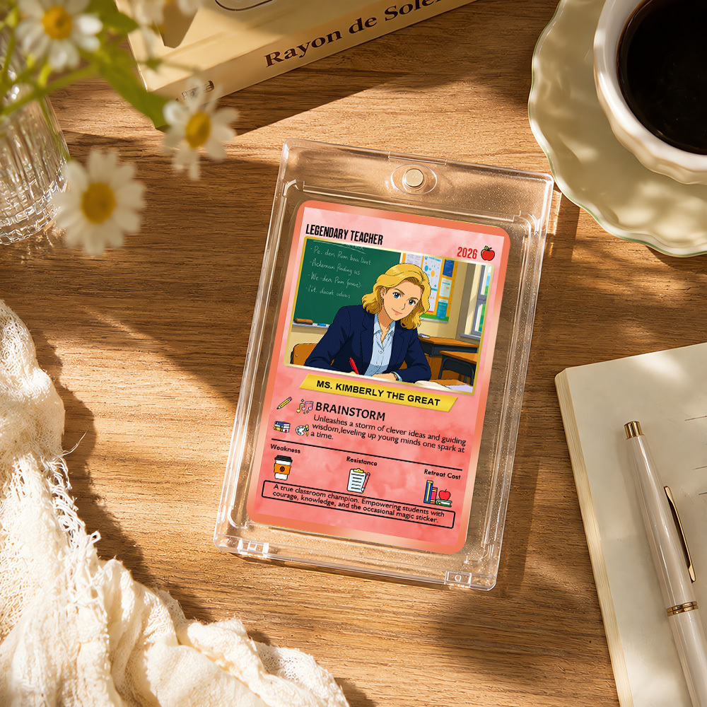 Custom Pokem Cards Teacher Appreciation with Anime Photo, Change Your Photo to Ghibli Style, Thank You Teacher Gift from Parents & Students - MyFaceSocksAU