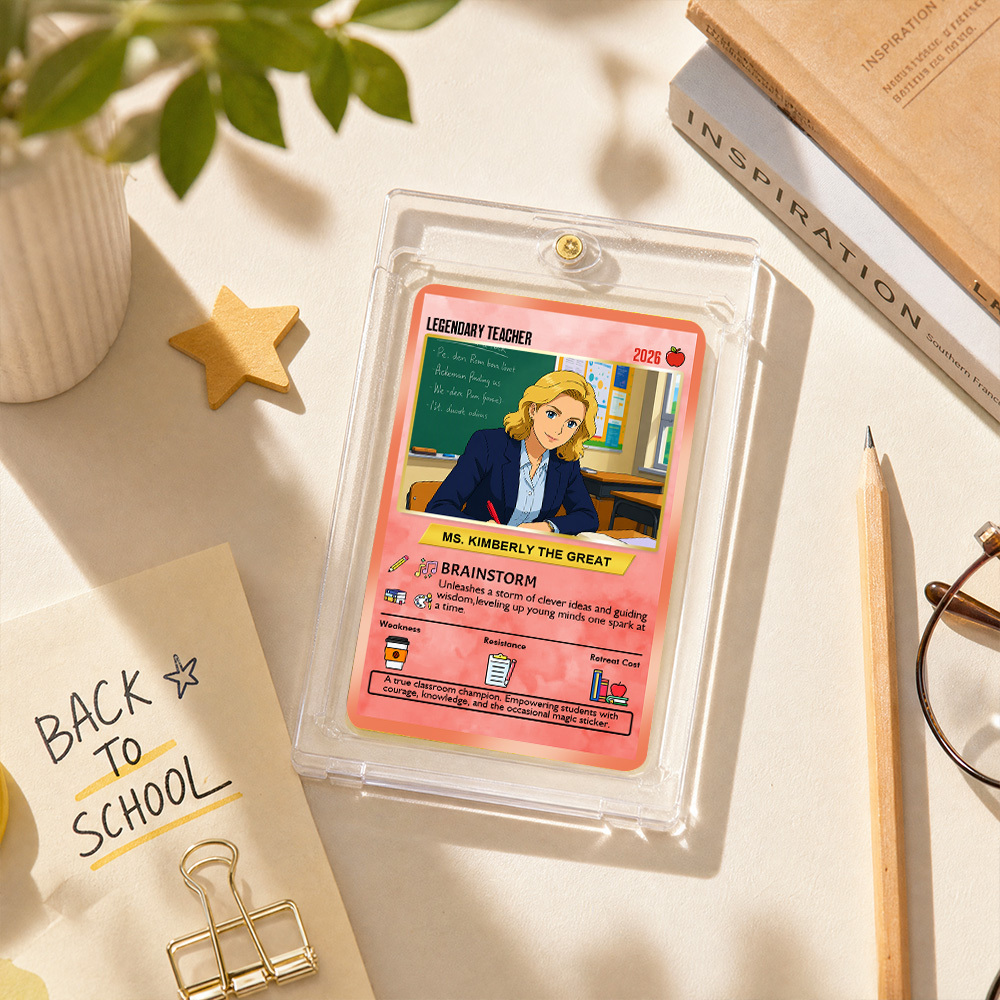 Custom Pokem Cards Teacher Appreciation with Anime Photo, Change Your Photo to Ghibli Style, Thank You Teacher Gift from Parents & Students - MyFaceSocksAU
